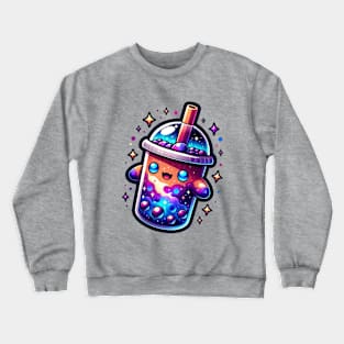 Galaxy Covered Cute Boba Tea Crewneck Sweatshirt